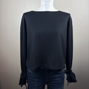 Helmut Lang Black S Long Sleeve Classic 100% wool wrist tie detail Women's Top